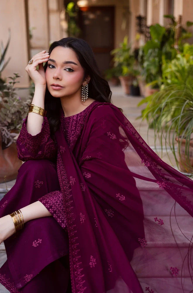 BATIK - 3PC Lawn Embroidered Shirt with Chiffon Embroidered Dupatta and Trouser - BFB0611 - Image 5