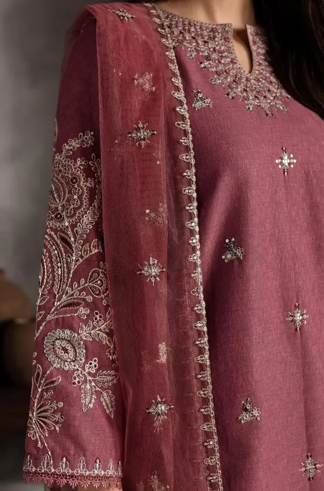 BATIK - 3PC Lawn Embroidered Shirt with Chiffon Embroidered Dupatta and Trouser - BFB0644 - Image 2