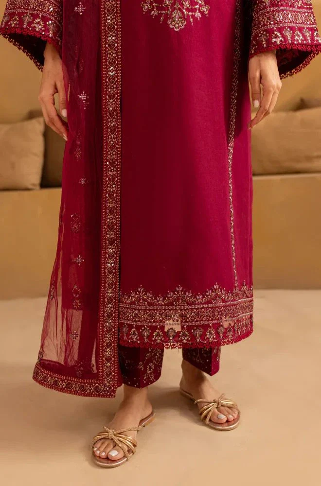 BATIK - 3PC Lawn Embroidered Shirt with Chiffon Embroidered Dupatta and Trouser - BFB0663 - Image 4