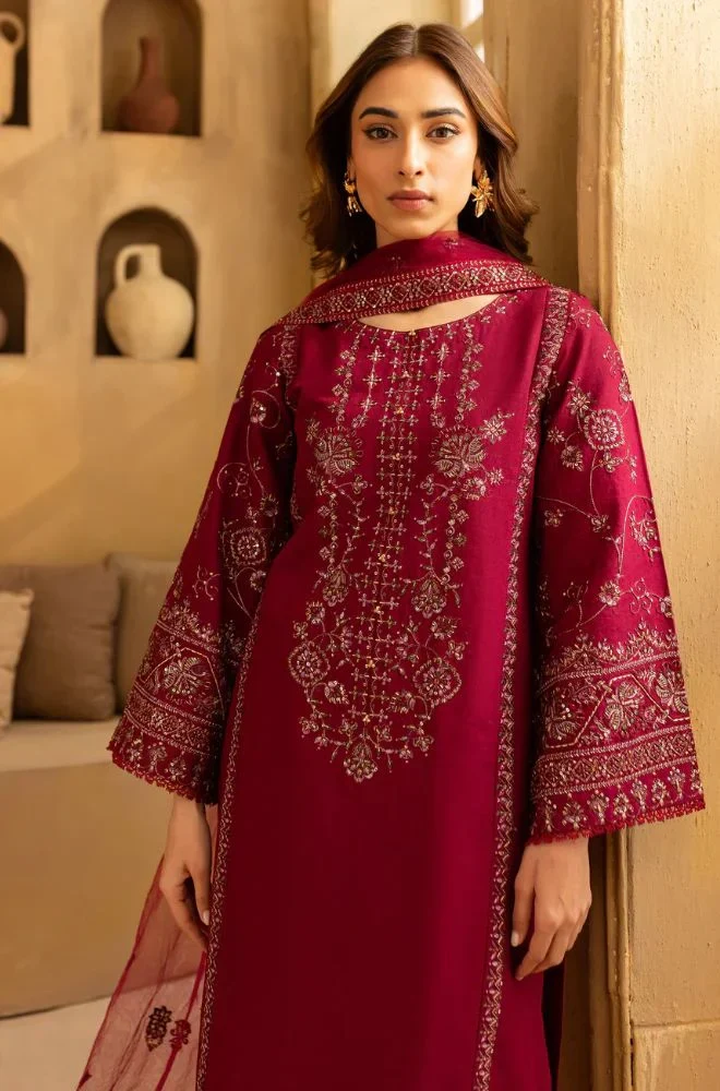 BATIK - 3PC Lawn Embroidered Shirt with Chiffon Embroidered Dupatta and Trouser - BFB0663 - Image 6