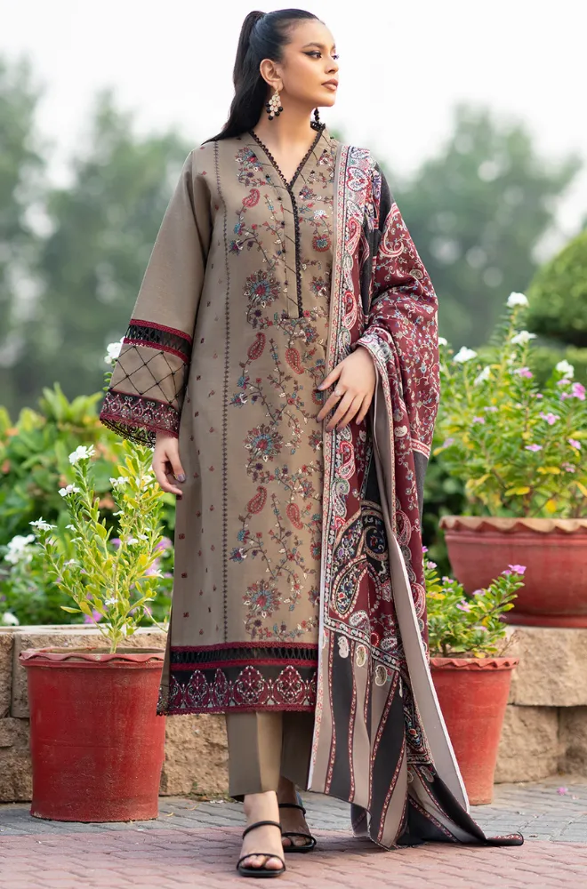 BIN ILYAS - 3PC Lawn Embroidered Shirt with Monar Printed Dupatta and Trouser- BFB0005 - Image 3