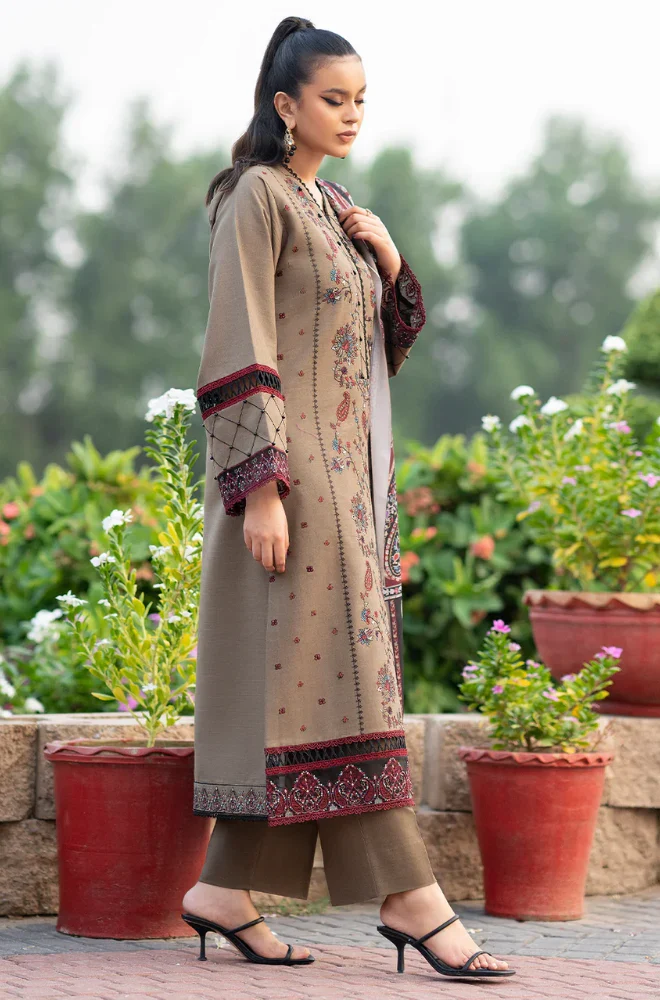 BIN ILYAS - 3PC Lawn Embroidered Shirt with Monar Printed Dupatta and Trouser- BFB0005 - Image 4