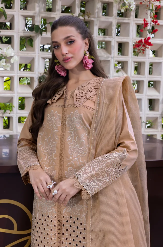 RANG RASIYA - 3PC Chikankari Lawn Embroidered Shirt with Chiffon Embroidered Dupatta and Trouser - BFB0625 - Image 3