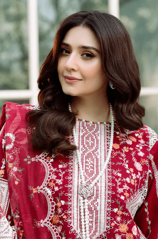 BIN ILYAS -3PC Lawn Chikankari Embroidered Shirt with Chiffon Embroidered Dupatta and Trouser - BFB0651 - Image 3