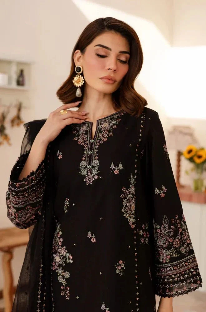 BATIK - 3PC Lawn Embroidered Shirt with Chiffon Embroidered Dupatta and Trouser - BFB0661 - Image 4