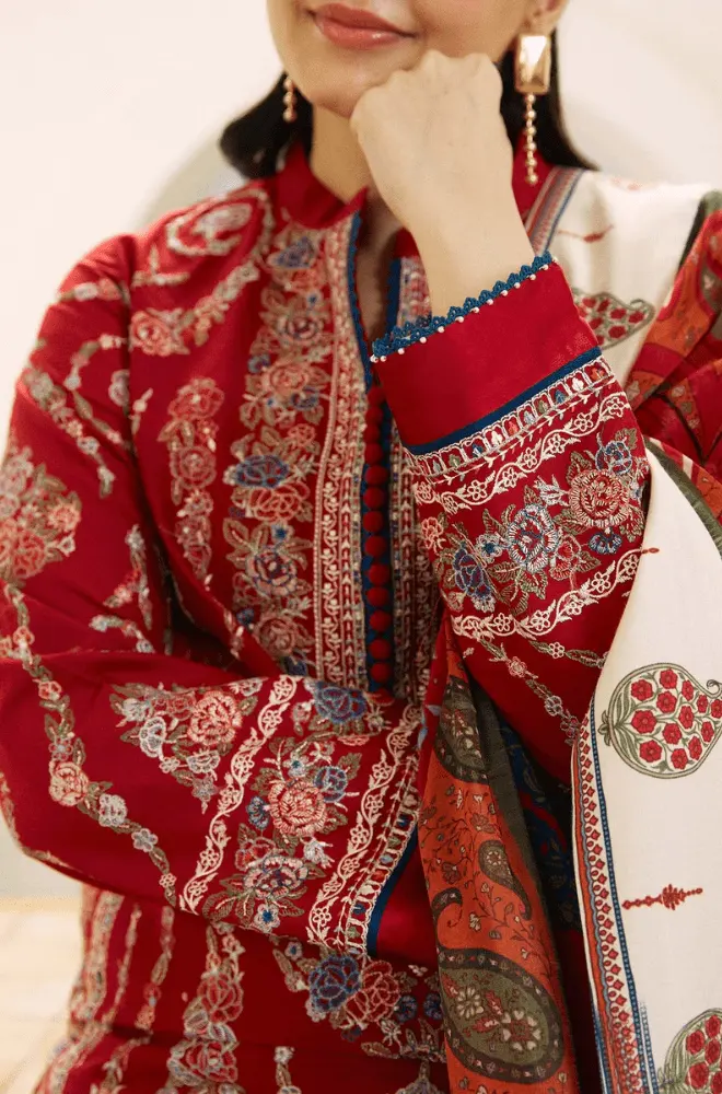 Coco by Zara Shahjahan - 3PC Dhanak Embroidered Shirt with Dhanak Embroidered Shawl and Trouser - BFB0849 - Image 3