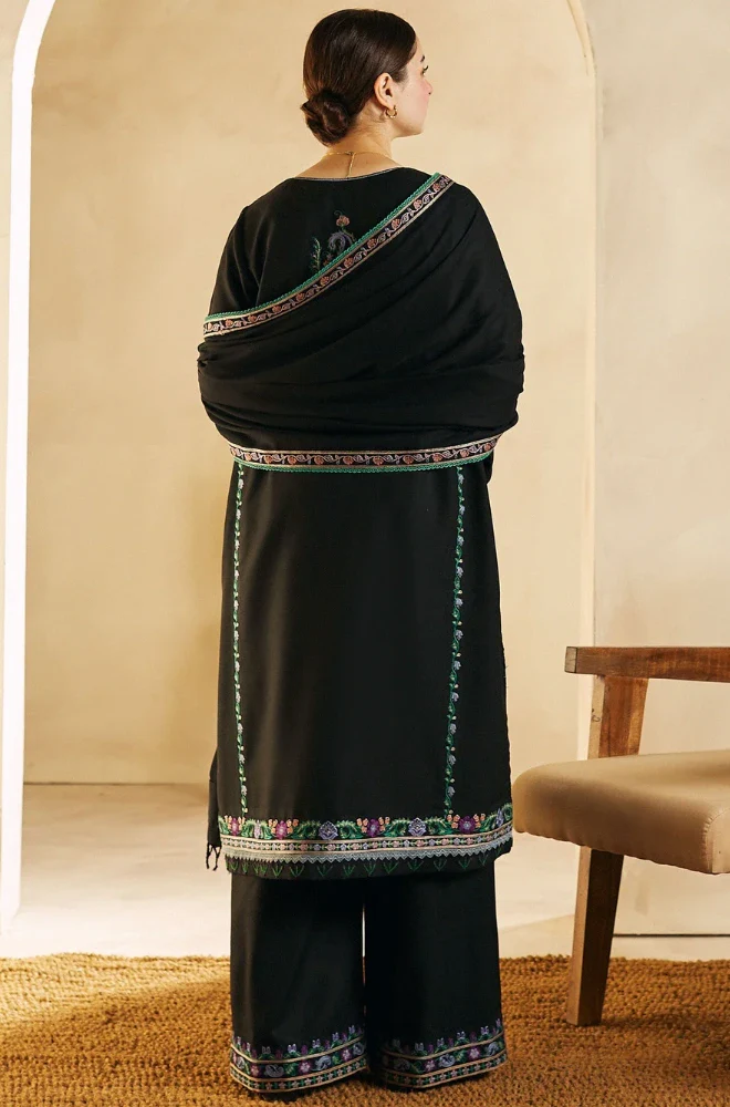 Coco By Zara Shahjahan - 3PC Dhanak Embroidered Shirt With Dupatta and Trouser - BFB0858 - Image 3