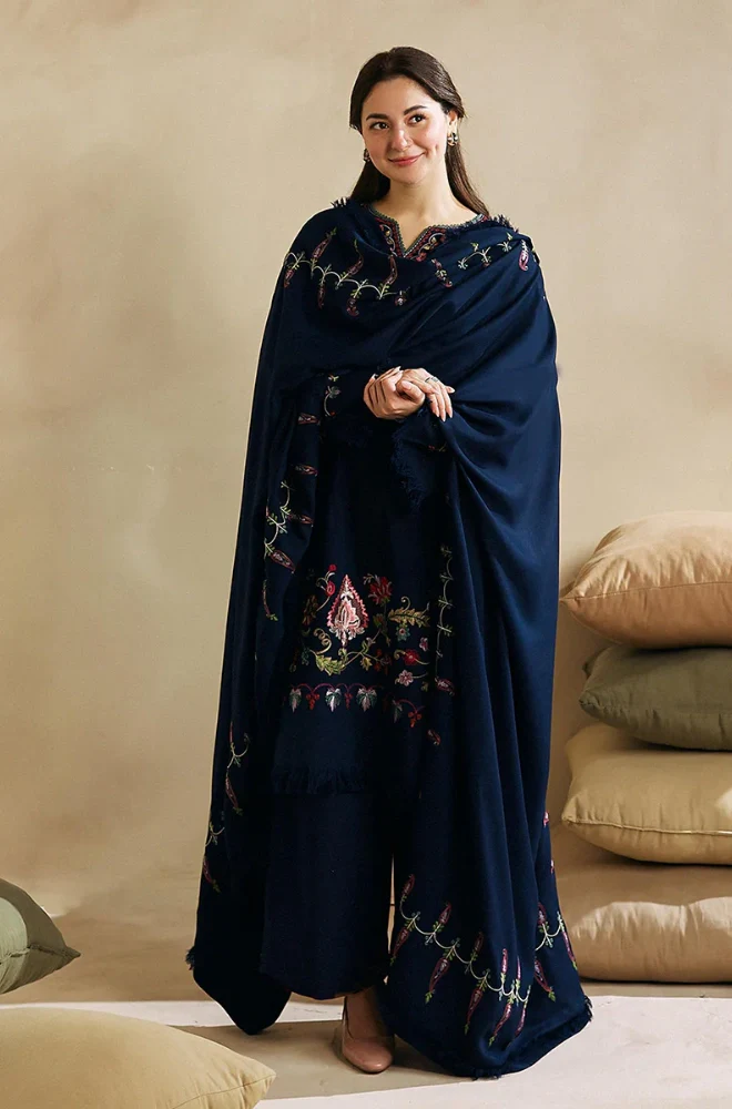Coco By Zara Shahjahan - 3PC Dhanak Embroidered Shirt With Dhanak Embroidered Dupatta and Trouser - BFB0860