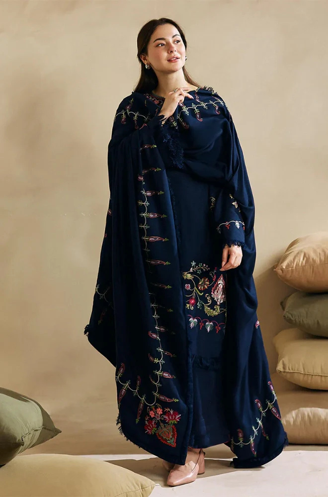 Coco By Zara Shahjahan - 3PC Dhanak Embroidered Shirt With Dhanak Embroidered Dupatta and Trouser - BFB0860 - Image 2