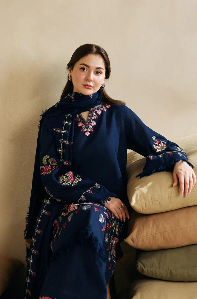 Coco By Zara Shahjahan - 3PC Dhanak Embroidered Shirt With Dhanak Embroidered Dupatta and Trouser - BFB0860 - Image 3