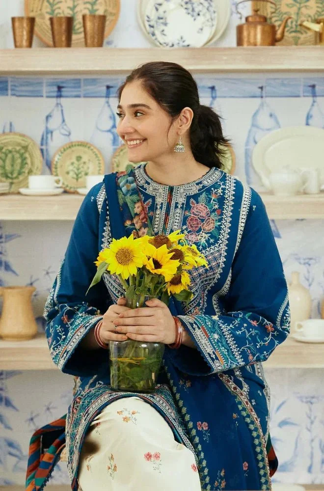COCO BY ZARA SHAHJAHAN - 3PC Lawn Embroidered Shirt with Lawn Printed Dupatta and Trouser - BFB0126 - Image 4