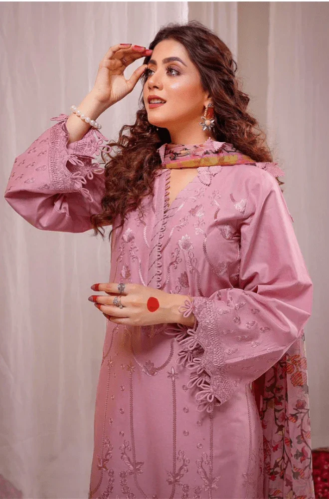 LIMELIGHT - 3PC Lawn Embroidered Shirt with Monar Printed Dupatta and Trouser - BFC00040 - Image 3