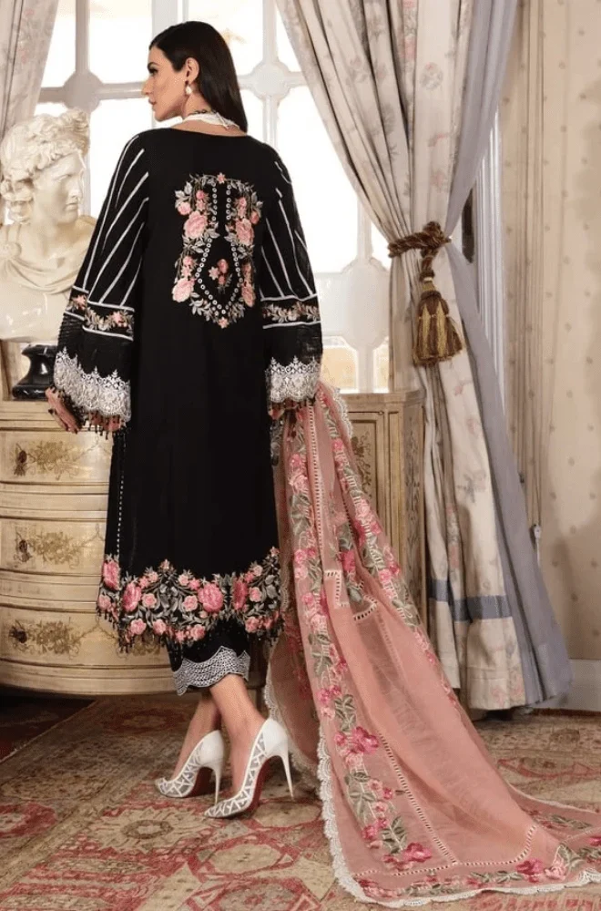 CRIMSON - 3PC Lawn Embroidered Shirt with Chiffon Embroidered Dupatta and Trouser - BFB0618 - Image 2
