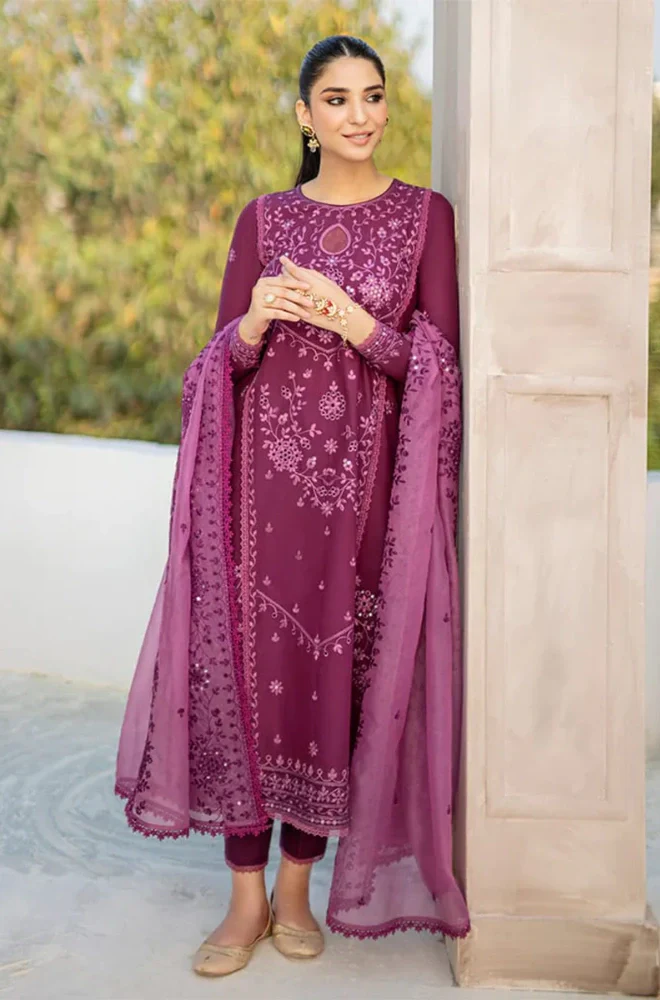 Cross Stitch - 3PC Dhanak Embroidered Shirt With Organza Embroidered Dupatta and Trouser - BFB0905 - Image 2