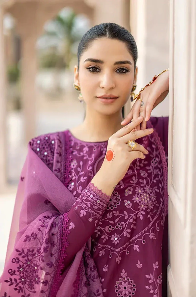 Cross Stitch - 3PC Dhanak Embroidered Shirt With Organza Embroidered Dupatta and Trouser - BFB0905 - Image 3
