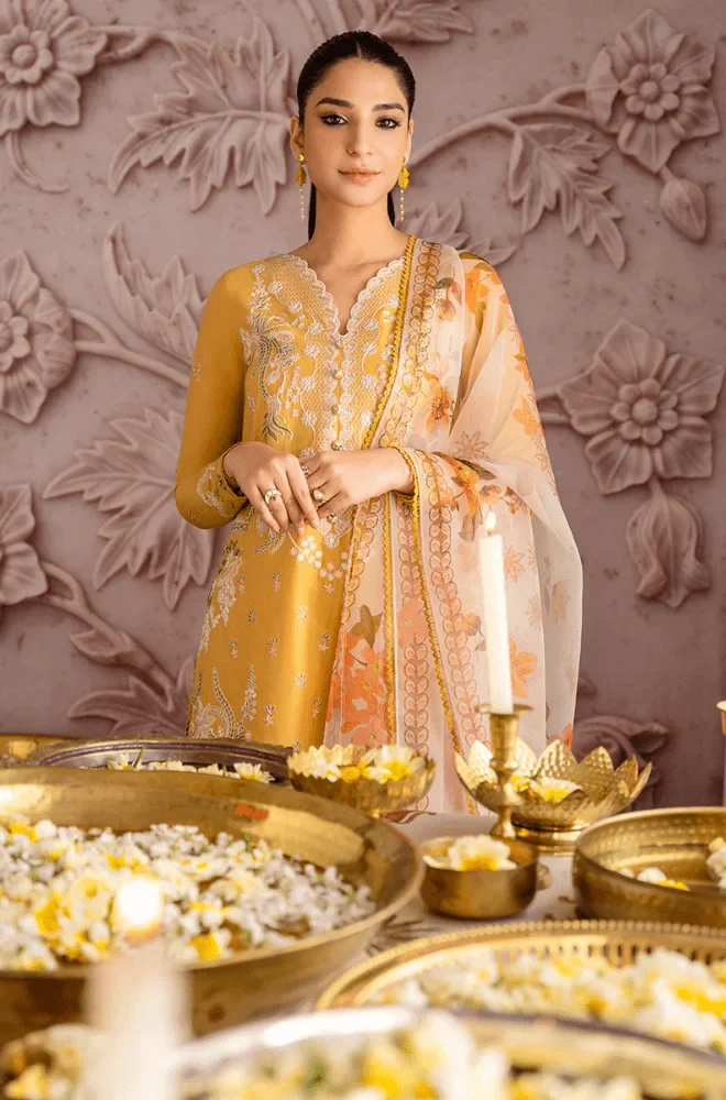 CROSS STITCH - 3PC Lawn Embroidered Shirt with Monar Printed Dupatta and Trouseruit - BFB0238 - Image 4