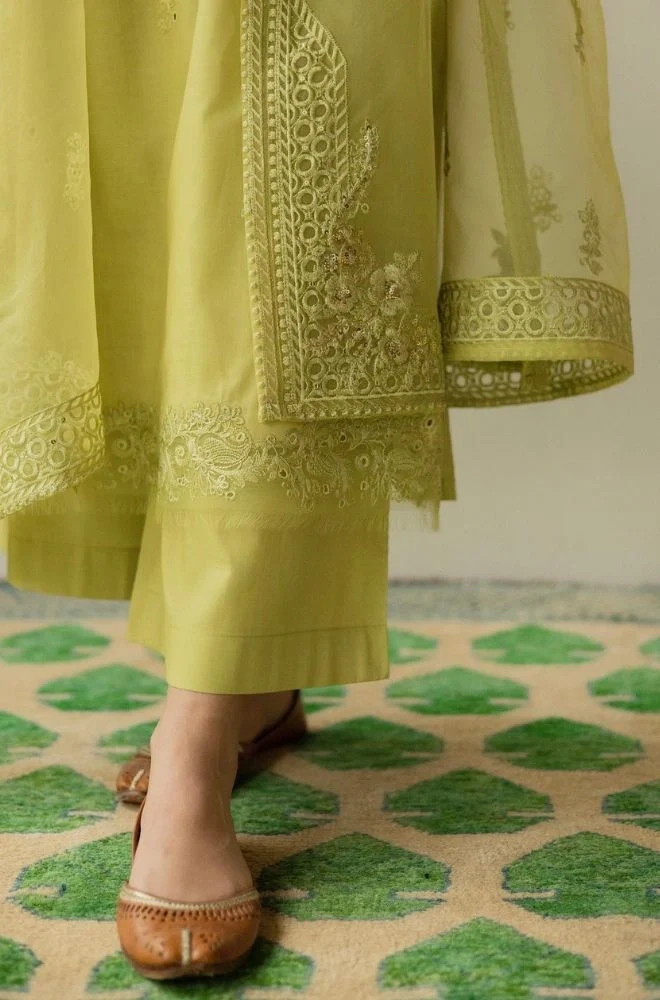 DYOT - 3PC Summer Lawn Embroidered Shirt with Organza Embroidered Dupatta and Trouser - BFB0802 - Image 4