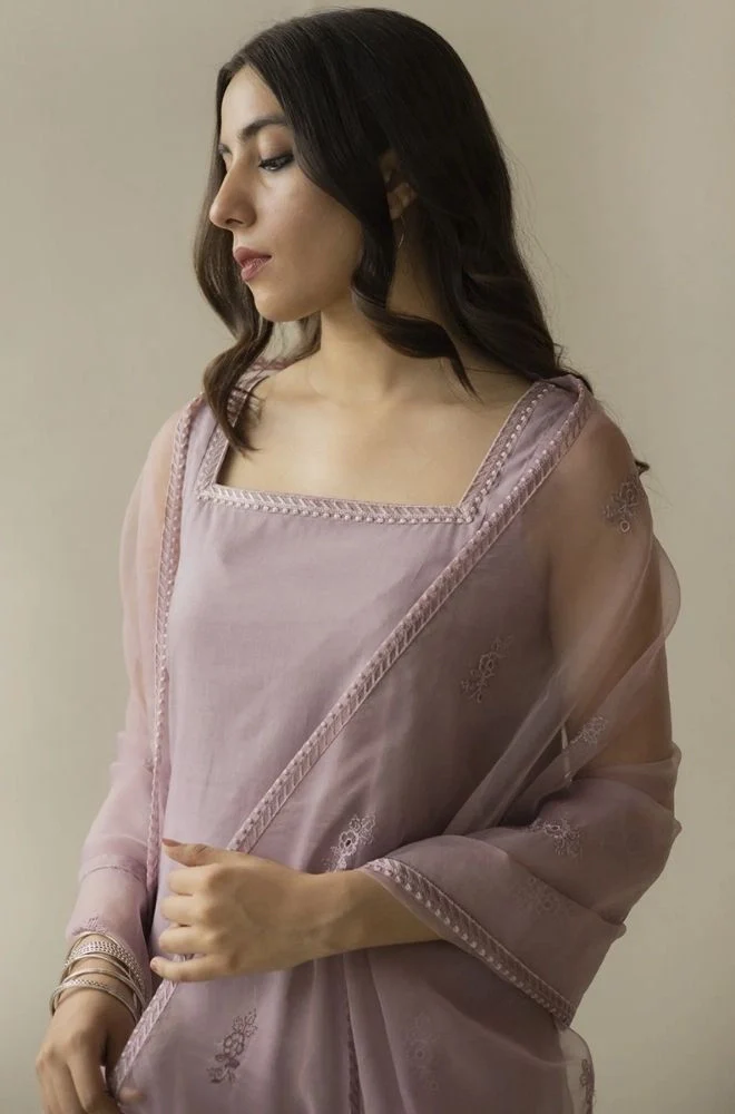 DYOT - 3PC Summer Lawn Embroidered Shirt with Organza Embroidered Dupatta and Trouser - BFB0804 - Image 3