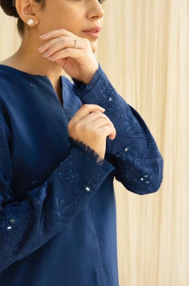 DYOT - 3PC Lawn Embroidered Shirt with Organza Embroidered Dupatta and Trouser - BFB0809 - Image 4