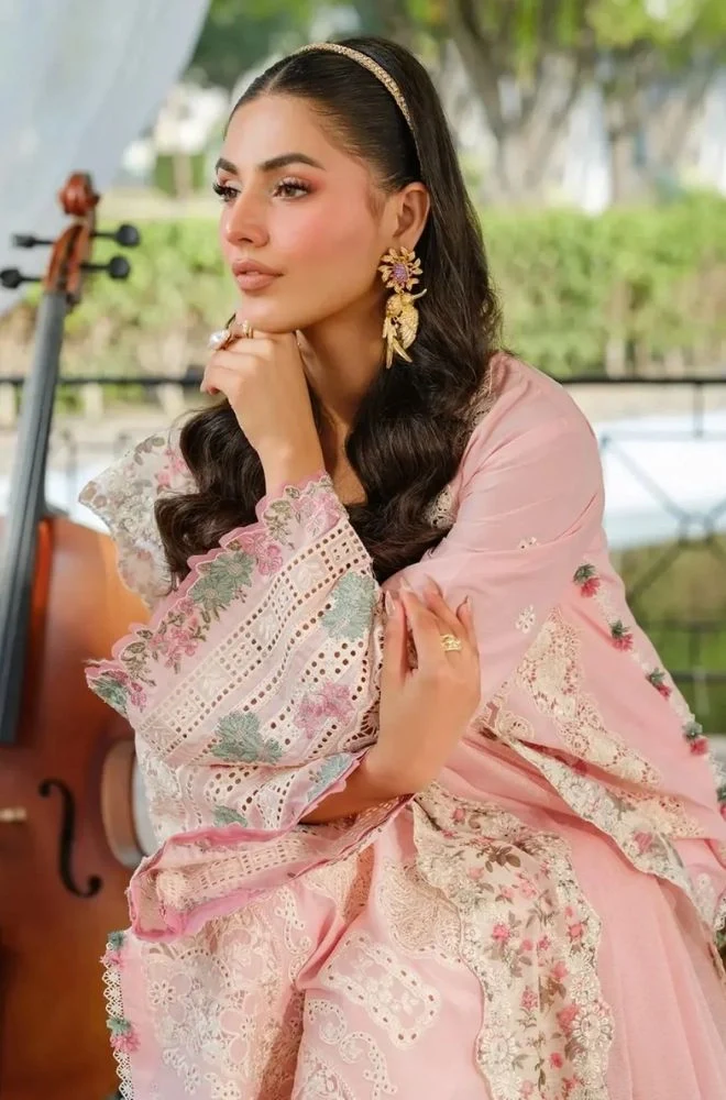 ELAF - 3PC Summer Lawn Embroidered Shirt with Organza Embroidered Dupatta and Trouser - BFB0793 - Image 4