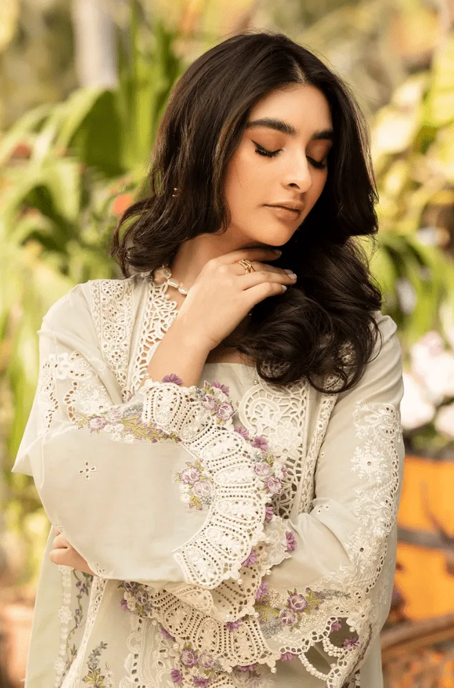 ELAF - 3PC Lawn Chikankari Embroidered Shirt with Chiffon Embroidered Dupatta and Trouser - BFB0632 - Image 3