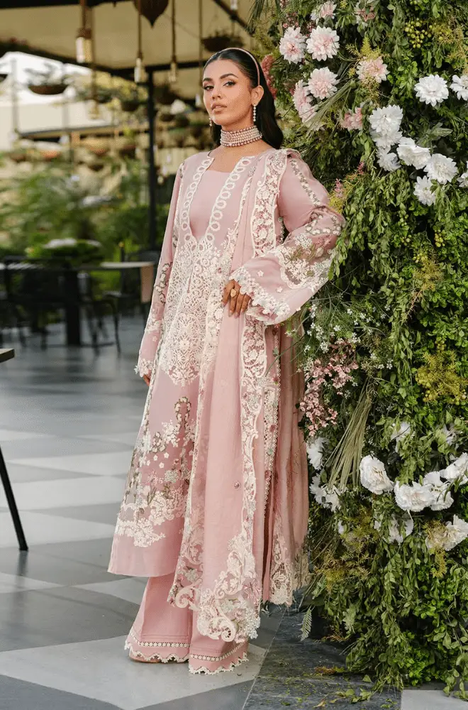 ELAF - 3PC Lawn Embroidered Shirt with Chiffon Embroidered Dupatta and Trouser - BFB0634 - Image 3