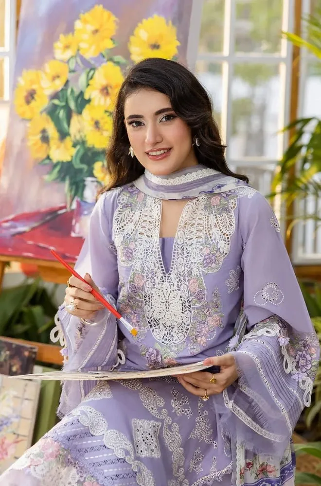 ELAF - 3PC Lawn Chikankari Embroidered Shirt with Monar Printed Dupatta and Trouser - BFB0683 - Image 3