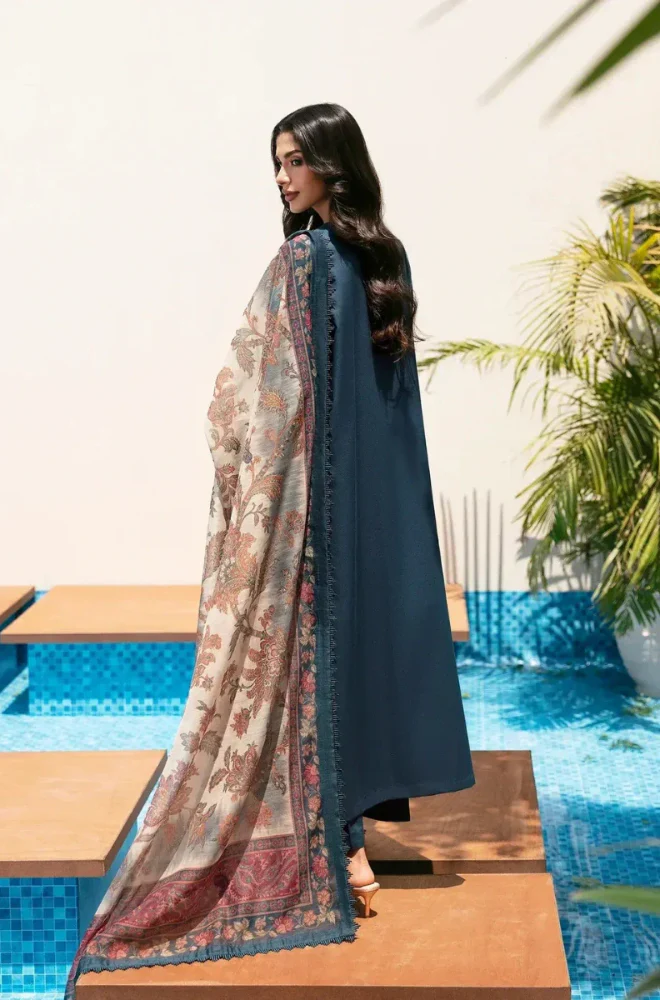 Ethnic - 3PC Embroidered Lawn Shirt with Monar Digital Printed Dupatta and Trouser - BFB0822 - Image 3