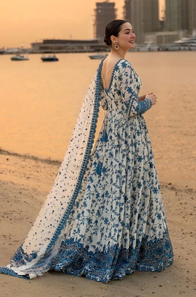 FAIZA SAQLAIN - 3PC Lawn Digital Printed Frock with Chiffon Printed Dupatta and Trouser - BFB0814 - Image 2