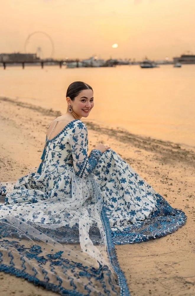 FAIZA SAQLAIN - 3PC Lawn Digital Printed Frock with Chiffon Printed Dupatta and Trouser - BFB0814 - Image 5