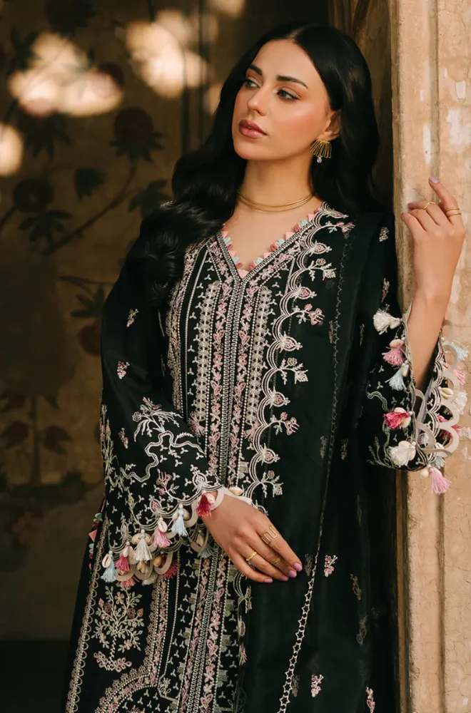 FIONA - 3PC Embroidered Lawn Shirt with Net Embroidered Dupatta and Trouser - BFB0823 - Image 4
