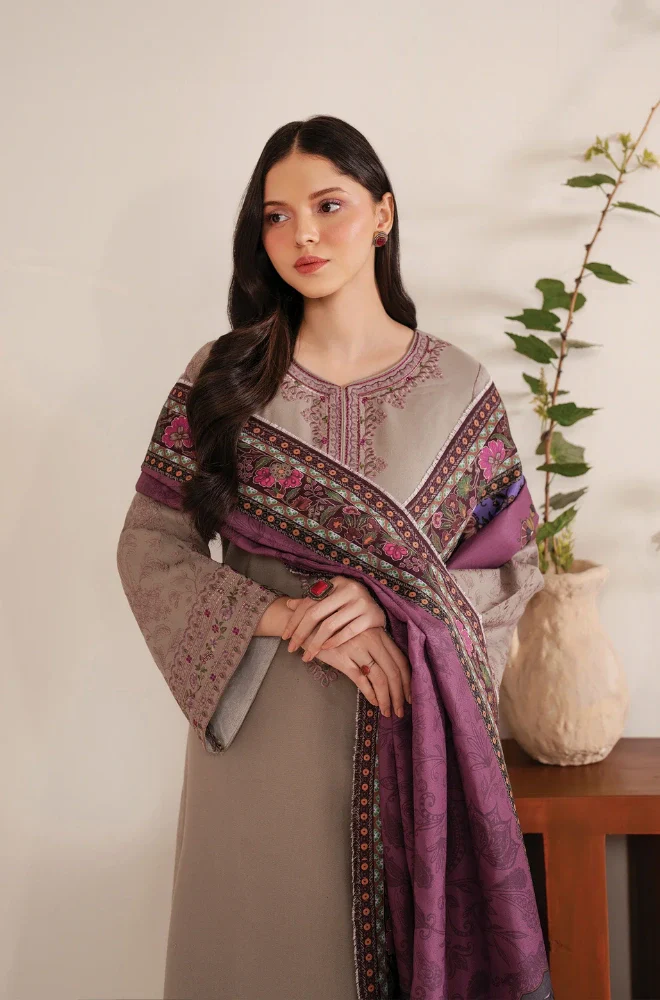 GARNET - 3PC Lawn Embroidered Shirt with Lawn Printed Dupatta and Trouser - BFB0232 - Image 6
