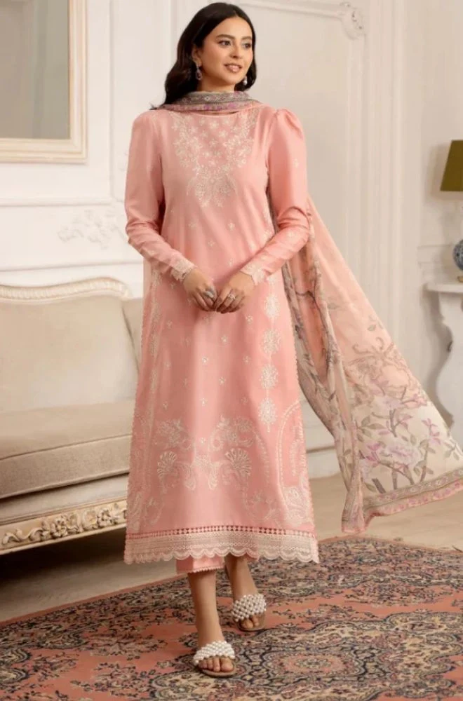 HumDum- 3PC Summer Lawn Embroidered Shirt with Chiffon Embroidered Dupatta and Trouser - BFB0808