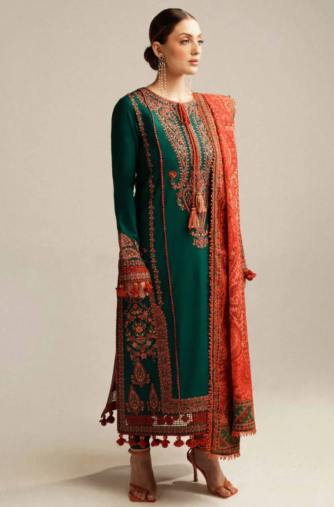 HUSSAIN REHAR - 3PC Lawn Embroidered Shirt with Lawn Printed Dupatta and Trouser - BFB02490