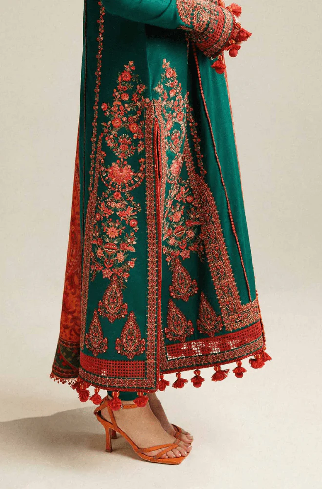 HUSSAIN REHAR - 3PC Lawn Embroidered Shirt with Lawn Printed Dupatta and Trouser - BFB02490 - Image 3