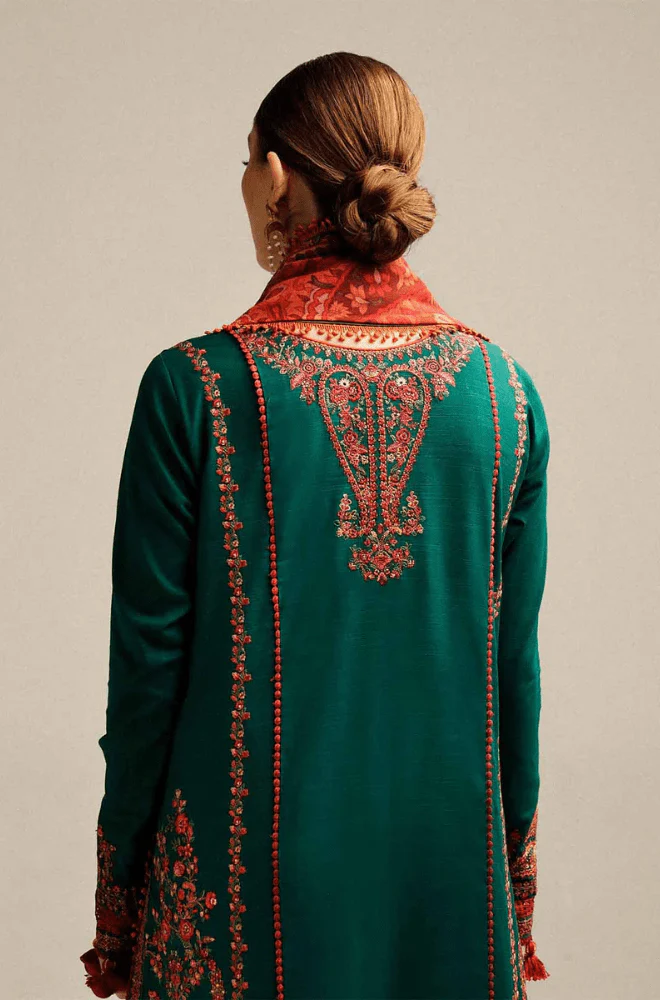 HUSSAIN REHAR - 3PC Lawn Embroidered Shirt with Lawn Printed Dupatta and Trouser - BFB02490 - Image 4