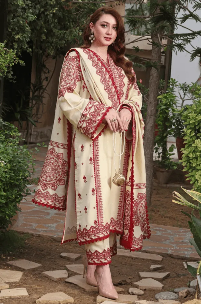 3PC Dhanak Embroidered Shirt with Dhanak Embroidered Dupatta and Trouser - BFB0476