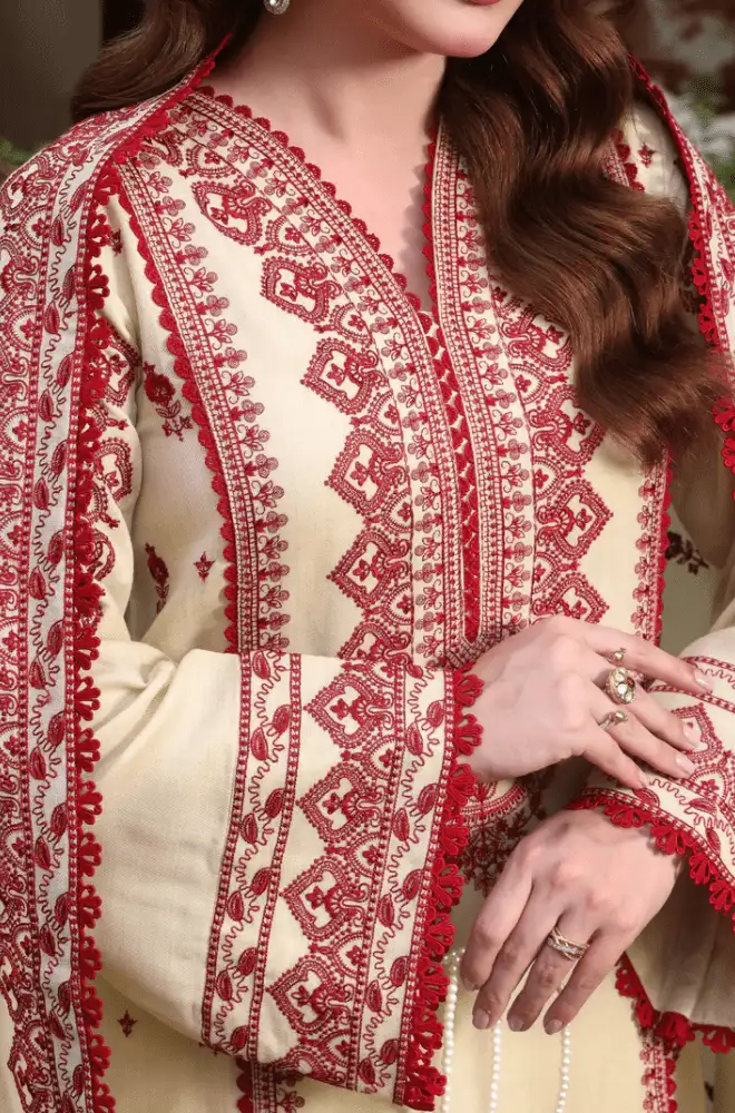3PC Dhanak Embroidered Shirt with Dhanak Embroidered Dupatta and Trouser - BFB0476 - Image 2