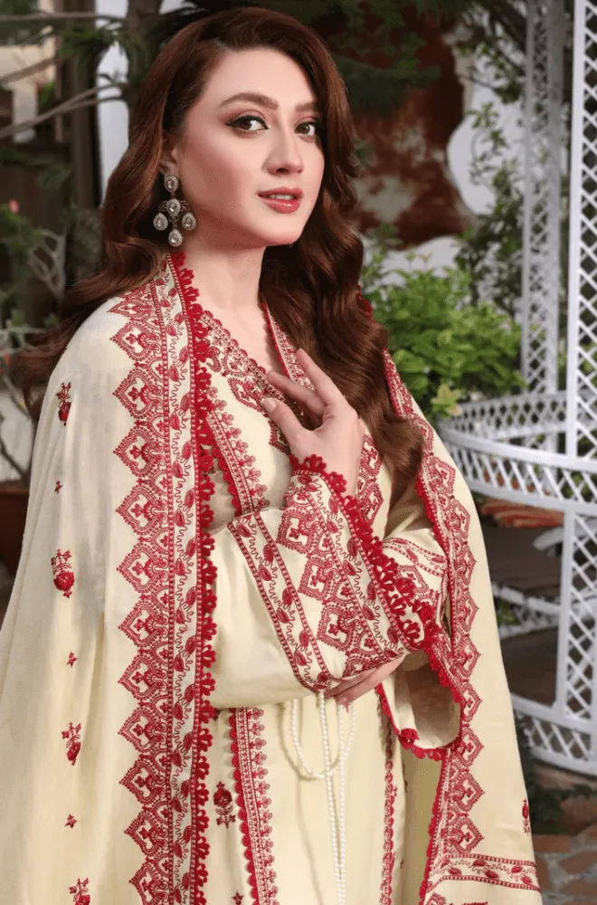 3PC Dhanak Embroidered Shirt with Dhanak Embroidered Dupatta and Trouser - BFB0476 - Image 4