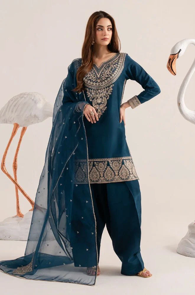IZEL - 3PC Lawn Embroidered Shirt with Organza Embroidered Dupatta and Trouser - BFB0736 - Image 4