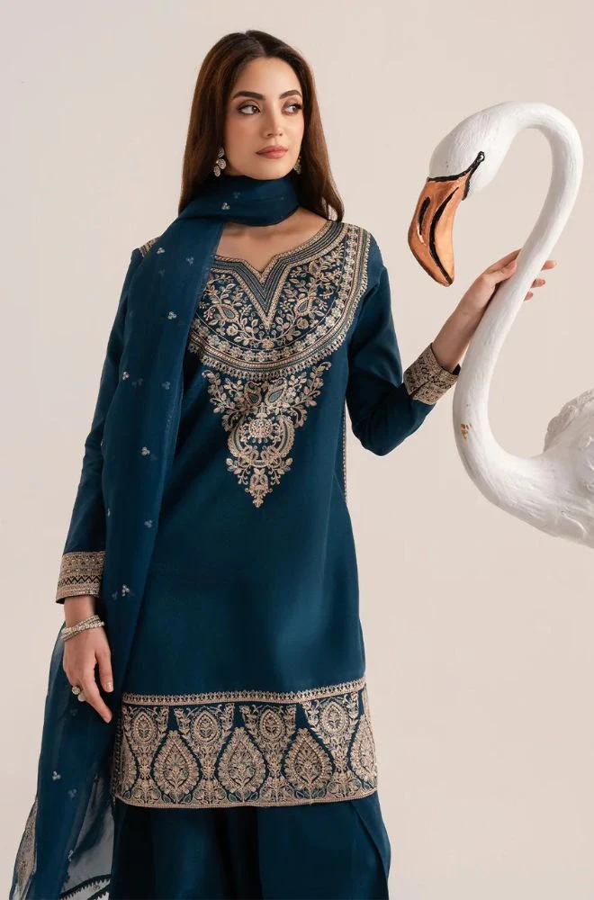 IZEL - 3PC Lawn Embroidered Shirt with Organza Embroidered Dupatta and Trouser - BFB0736 - Image 6