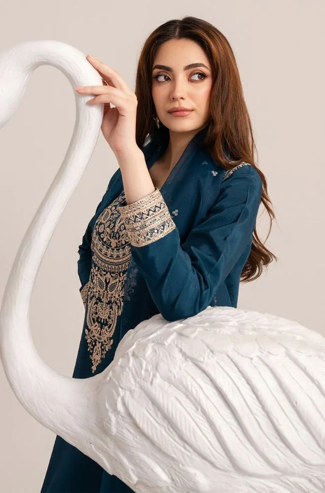 IZEL - 3PC Lawn Embroidered Shirt with Organza Embroidered Dupatta and Trouser - BFB0736 - Image 8