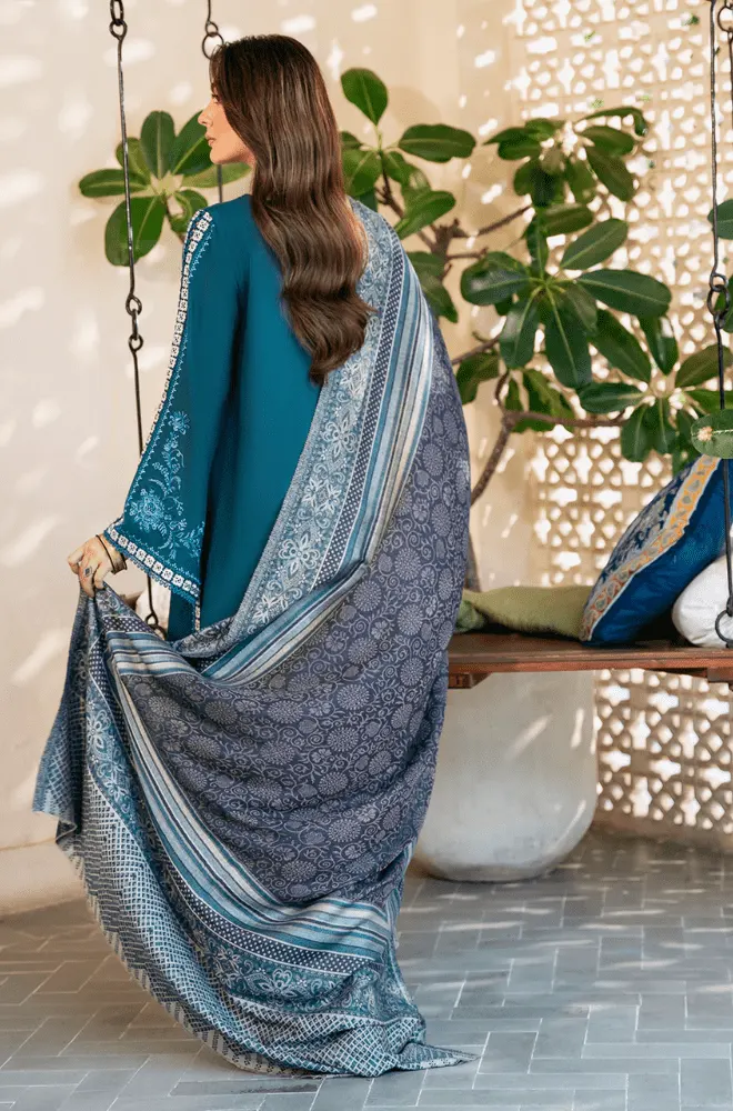 3PC Dhanak Embroidered Shirt with Dhanak Printed Dupatta and Trouser - BFB0541 - Image 2