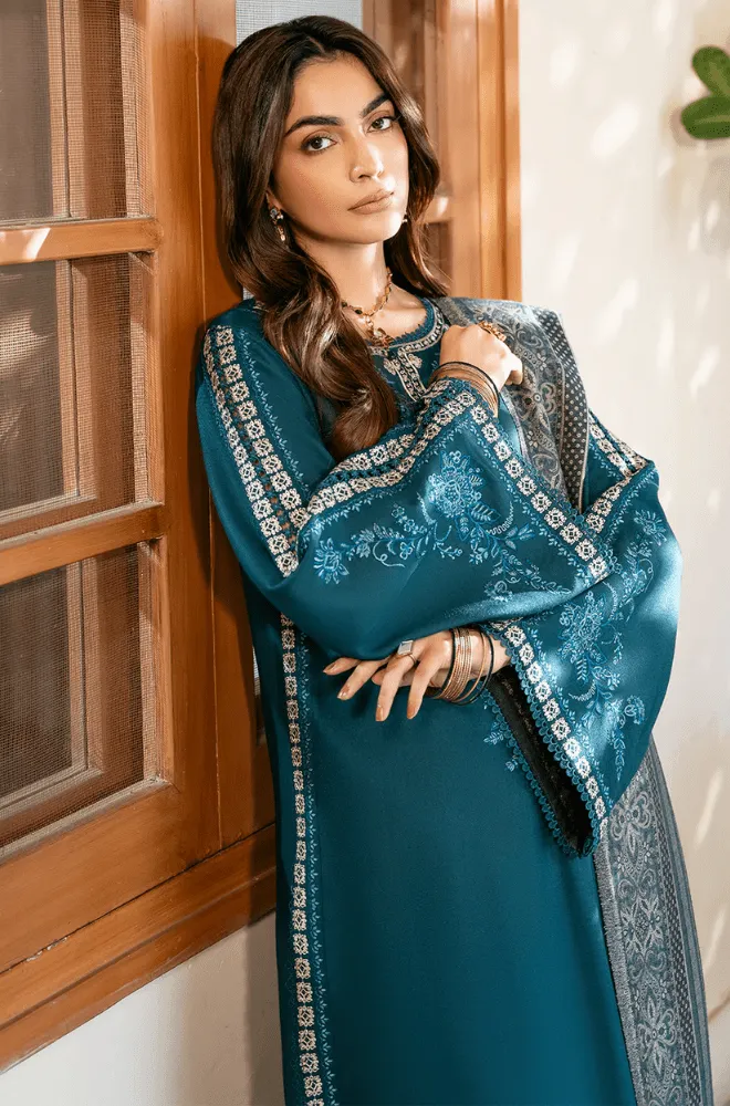 3PC Dhanak Embroidered Shirt with Dhanak Printed Dupatta and Trouser - BFB0541 - Image 3