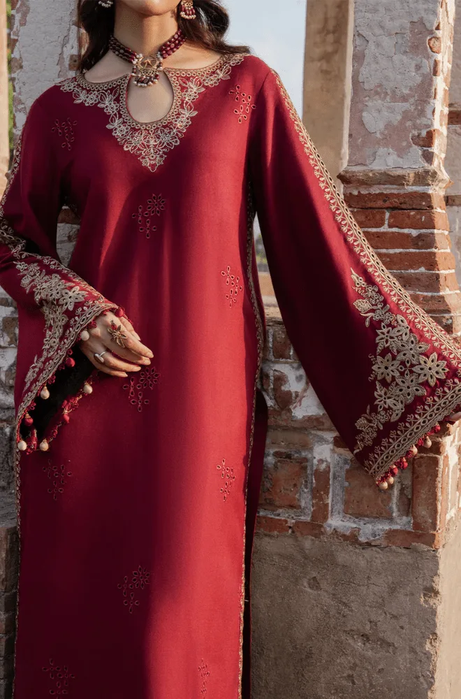 IZEL - 3PC Dhanak Embroidered Shirt with Dhanak Printed Dupatta and Trouser - BFB0547 - Image 2