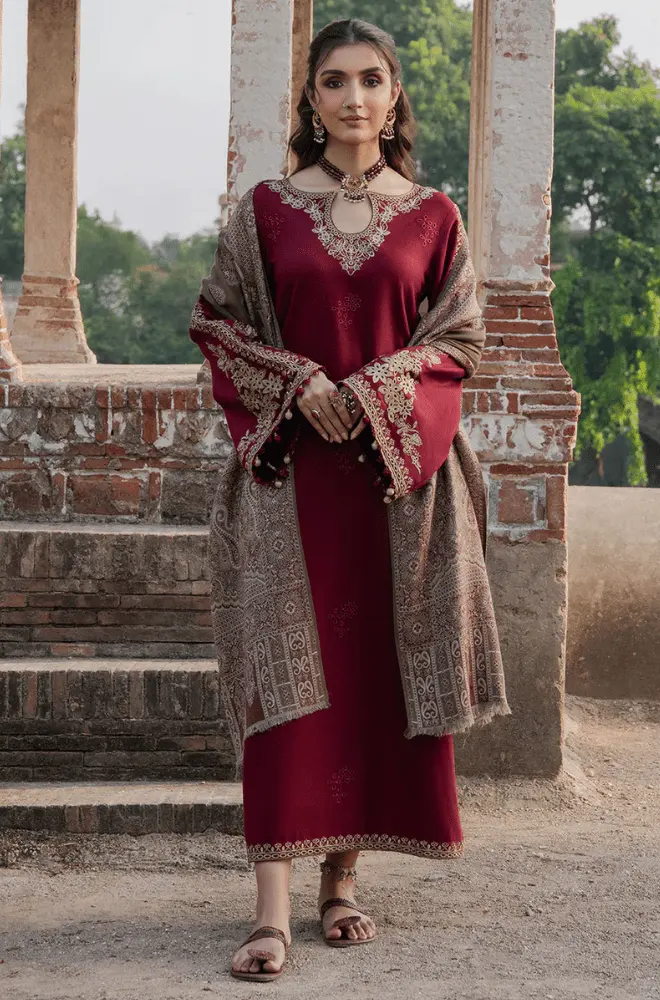 IZEL - 3PC Dhanak Embroidered Shirt with Dhanak Printed Dupatta and Trouser - BFB0547 - Image 4