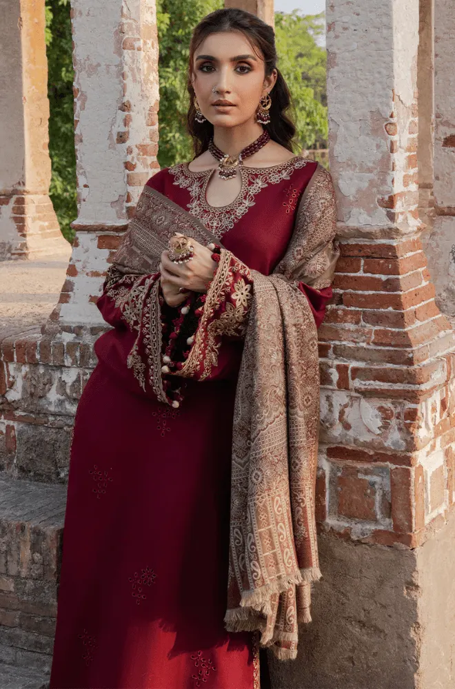 IZEL - 3PC Dhanak Embroidered Shirt with Dhanak Printed Dupatta and Trouser - BFB0547 - Image 6