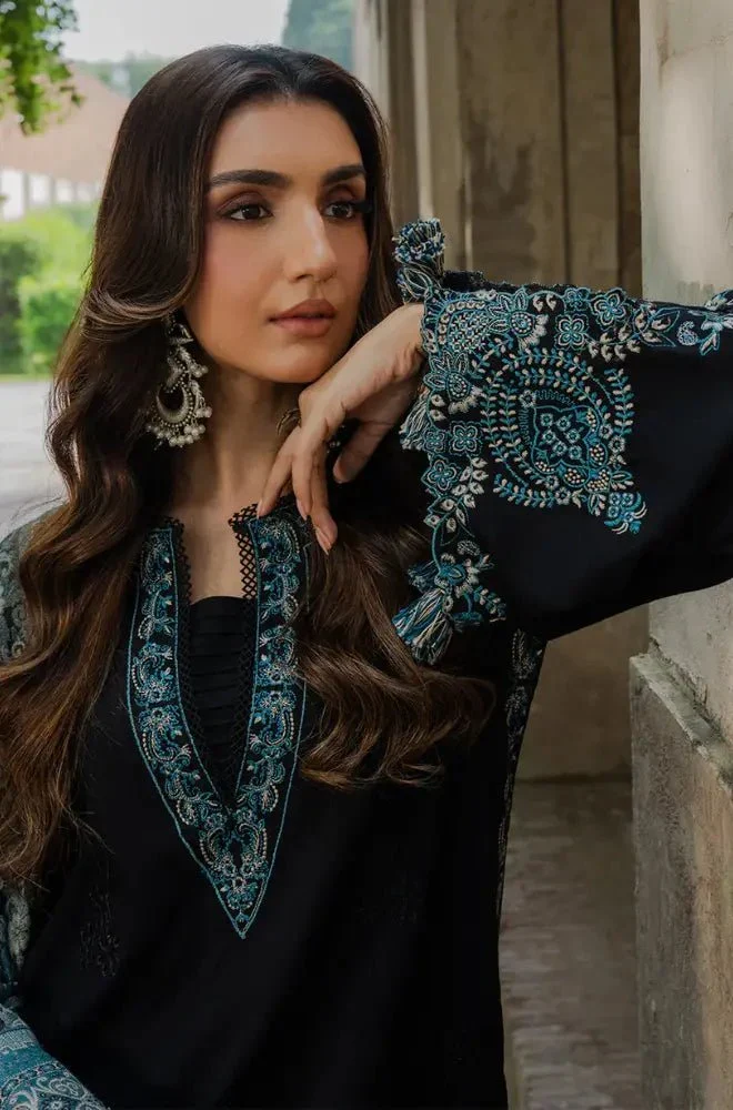 3PC Dhanak Embroidered Shirt with Wool Printed Dupatta and Trouser - BFB0588 - Image 6