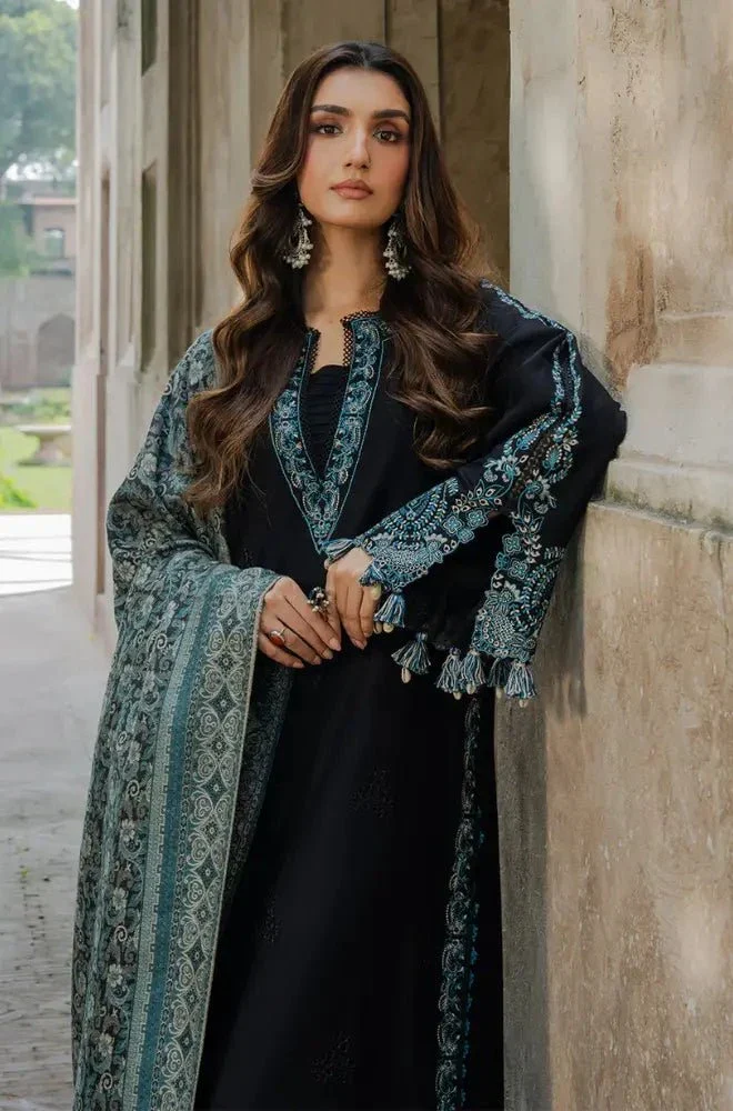3PC Dhanak Embroidered Shirt with Wool Printed Dupatta and Trouser - BFB0588 - Image 8