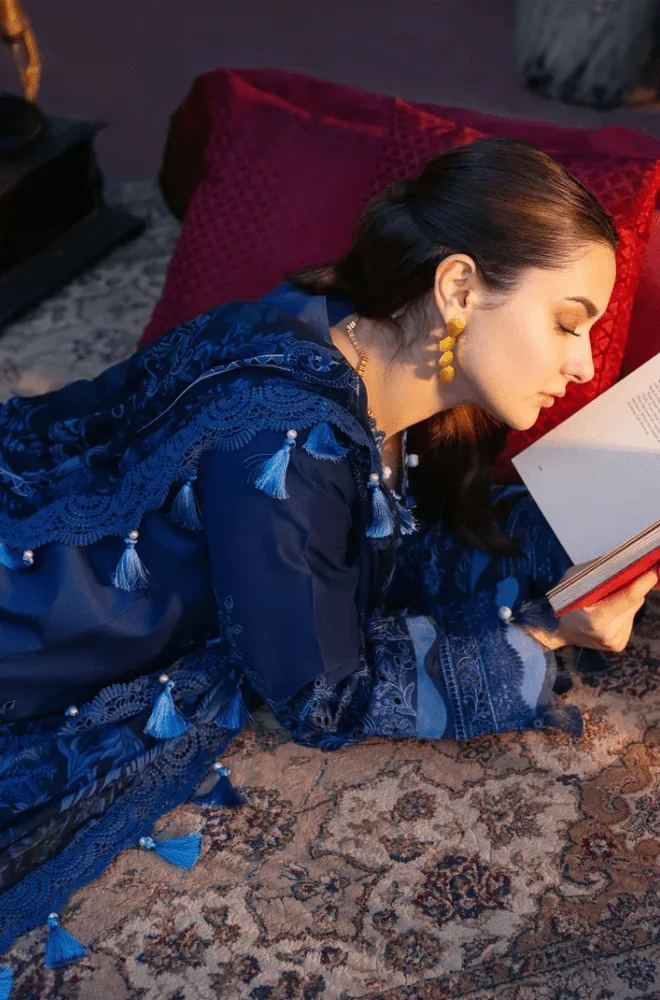 JADE - 3PC Lawn Chikankari Embroidered Shirt with Chiffon Embroidered Dupatta and Trouser - BFB0629 - Image 3